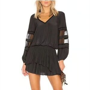 Ramy Brook Aidan Black Tiered Mini Dress